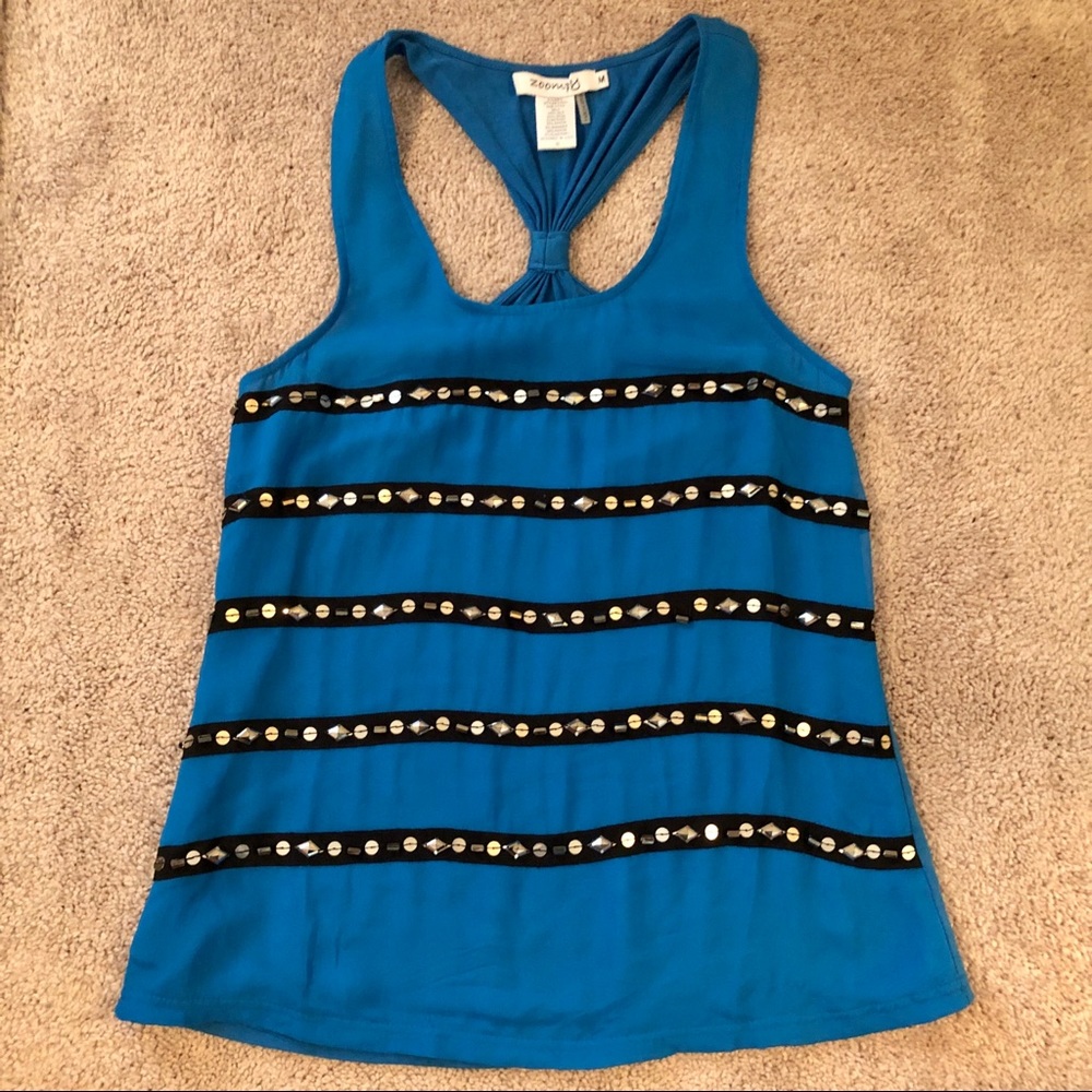 ZOOMPY Blue Beaded Tank Top